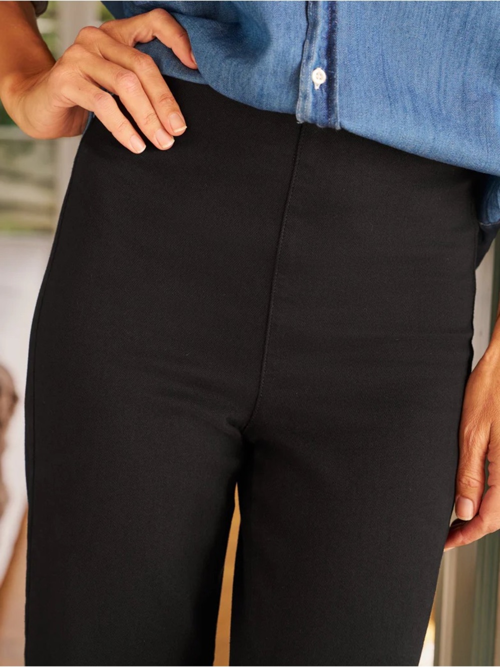 Frank & Eileen Westport illusion Wide-Leg Pull-On Jean new black NWT - Picture 3 of 11